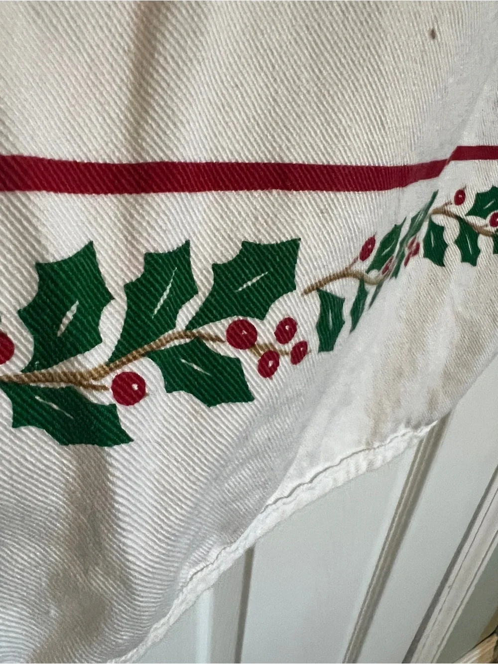 Vintage 1980’s Barth & Dreyfuss Christmas Teddy Bear Apron with Holly Accente